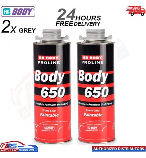 2x HB BODY 650 STON CHIP GREY 1KG SCREW TOP CAN SERIES 6 - FAST DELIVERY